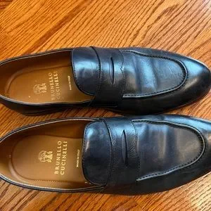 Men Brunello Cucinelli navy leather loafers size 42 have been worn Brunello Cucinelli NWB Leather Loafers Size 42.5 / 9.5 US in  main image 3